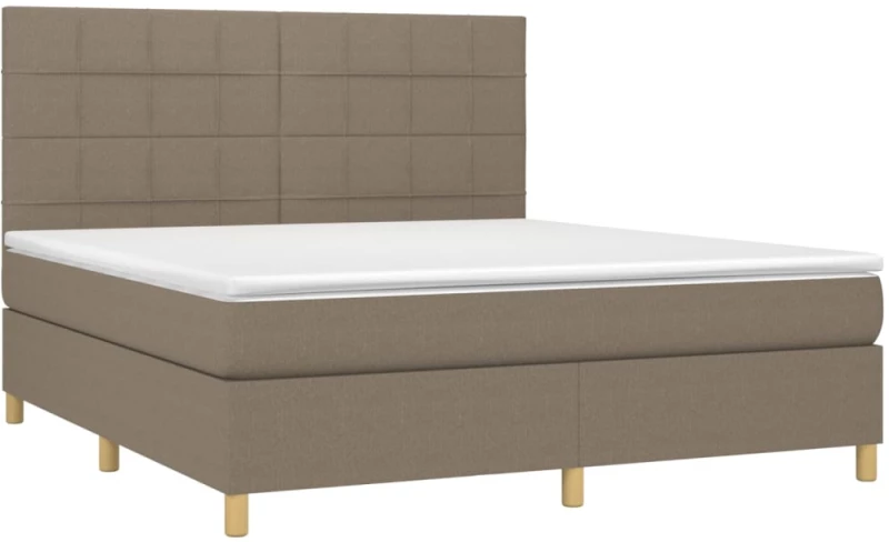 vidaXL Κρεβάτι Boxspring με Στρώμα & LED Taupe 180x200 εκ. Υφασμάτινο