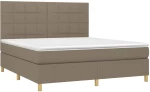 vidaXL Κρεβάτι Boxspring με Στρώμα & LED Taupe 180x200 εκ. Υφασμάτινο