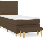 vidaXL Κρεβάτι Boxspring με Στρώμα Σκούρο Καφέ 100x200 εκ. Υφασμάτινο