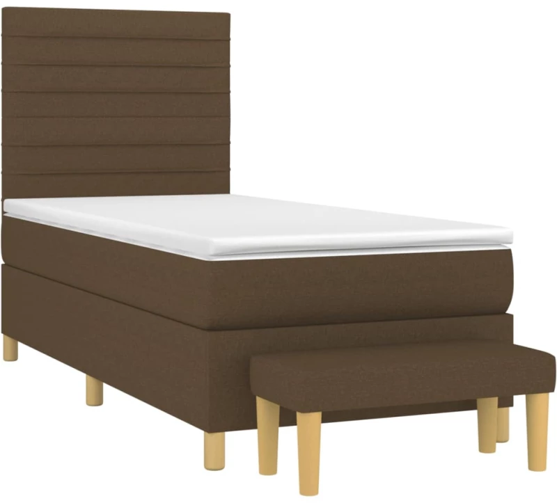 vidaXL Κρεβάτι Boxspring με Στρώμα Σκούρο Καφέ 100x200 εκ. Υφασμάτινο