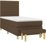 vidaXL Κρεβάτι Boxspring με Στρώμα Σκούρο Καφέ 100x200 εκ. Υφασμάτινο