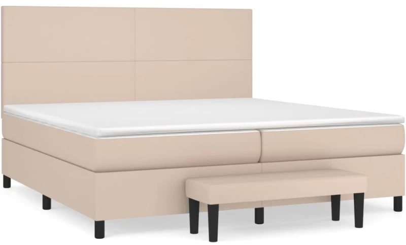 vidaXL Κρεβάτι Boxspring με Στρώμα Καπουτσίνο 200x200εκ.από Συνθ.Δέρμα