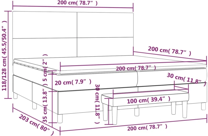 vidaXL Κρεβάτι Boxspring με Στρώμα Καπουτσίνο 200x200εκ.από Συνθ.Δέρμα