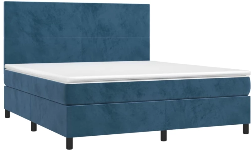vidaXL Κρεβάτι Boxspring με Στρώμα Σκούρο Μπλε 160x200 εκ. Βελούδινο