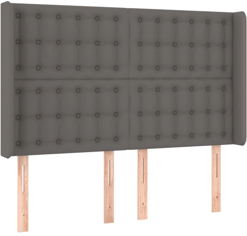 vidaXL Κρεβάτι Boxspring με Στρώμα & LED Γκρι 140x190 εκ. Συνθ. Δέρμα