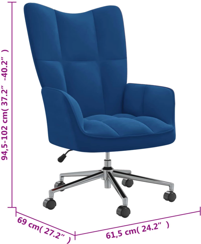 vidaXL Πολυθρόνα Relax Μπλε Βελούδινη