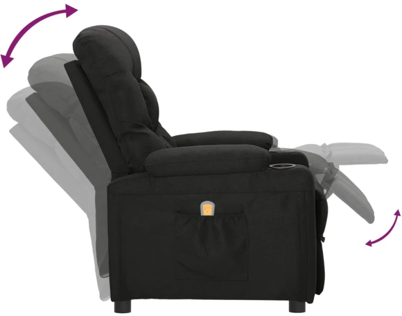 vidaXL Πολυθρόνα Μασάζ Μαύρη Υφασμάτινη