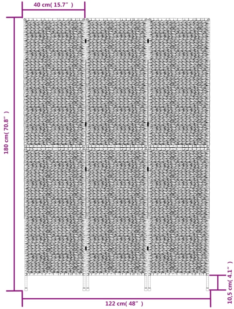 vidaXL Διαχωριστικό Δωματίου με 3 Πάνελ Καφέ 122x180 εκ. Υάκινθο Νερού