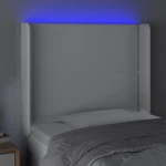 vidaXL Κεφαλάρι Κρεβατιού LED Λευκό 83x16x118/128 εκ.Συνθετ. Δέρμα