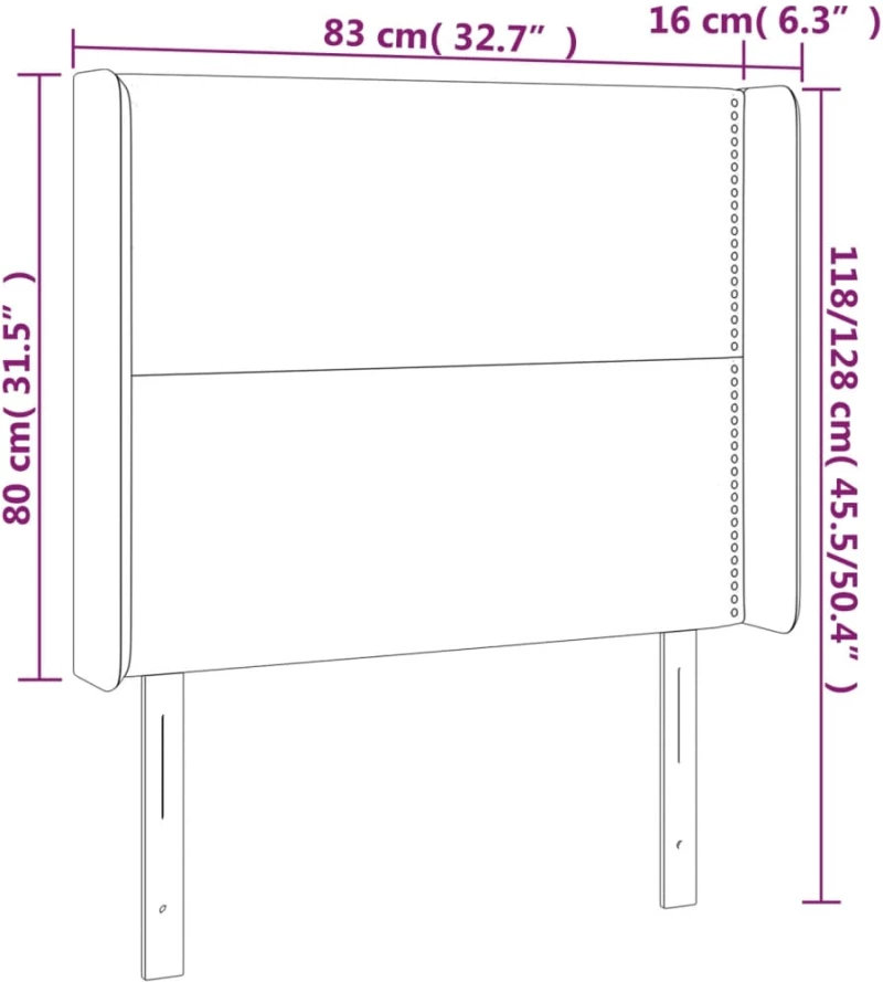vidaXL Κεφαλάρι Κρεβατιού LED Λευκό 83x16x118/128 εκ.Συνθετ. Δέρμα