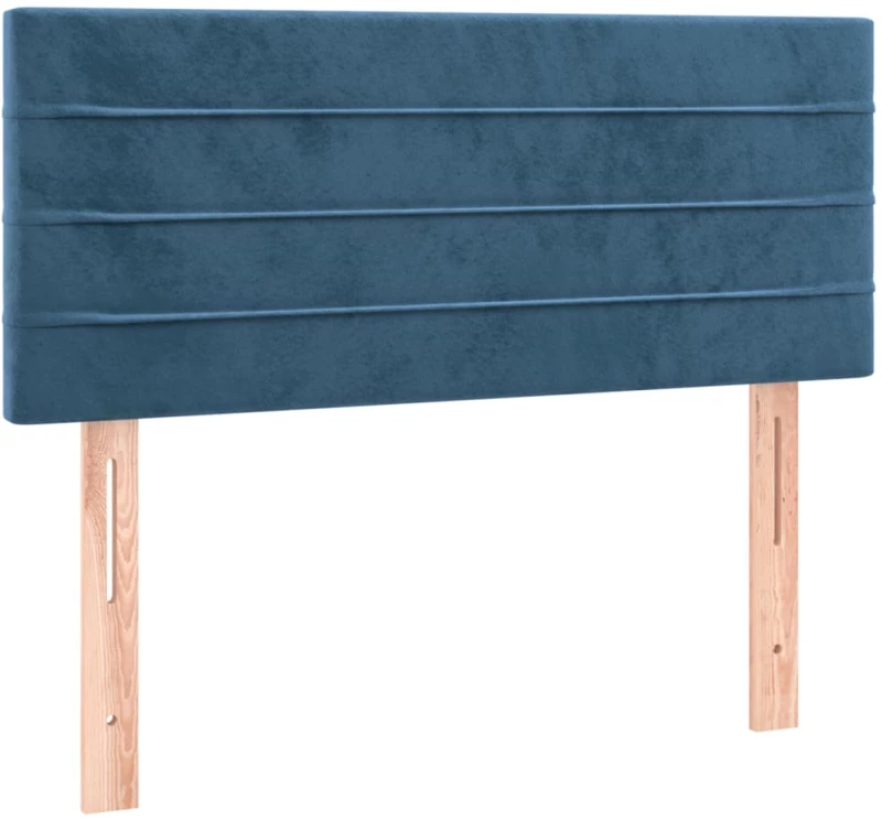 vidaXL Κρεβάτι Boxspring με Στρώμα & LED Σκ. Μπλε 90x190 εκ. Βελούδινο