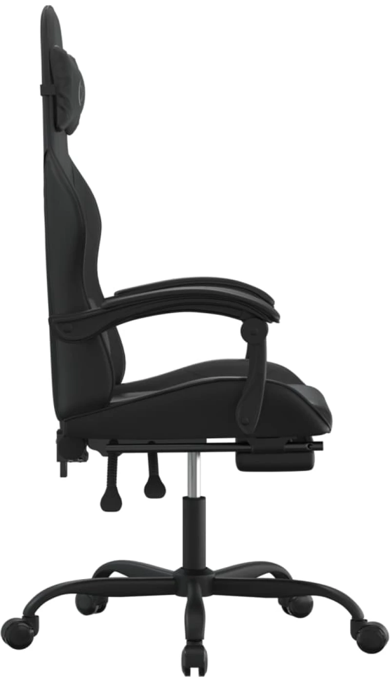 vidaXL Καρέκλα Gaming Περιστρ. Υποπόδιο Μαύρο Συνθετικό Δέρμα