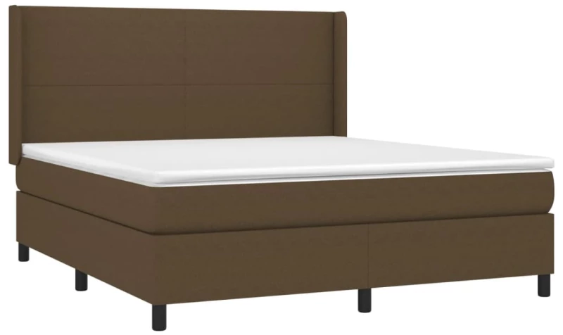 vidaXL Κρεβάτι Boxspring με Στρώμα & LED Σκ.Καφέ 160x200εκ. Υφασμάτινο