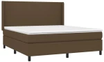 vidaXL Κρεβάτι Boxspring με Στρώμα & LED Σκ.Καφέ 160x200εκ. Υφασμάτινο