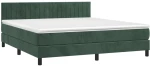 vidaXL Κρεβάτι Boxspring με Στρώμα & LED Σκ. Πράσινο 160x200εκ Βελούδο