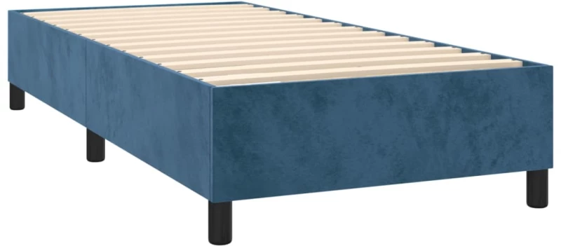 vidaXL Κρεβάτι Boxspring με Στρώμα Σκούρο Μπλε 90x200 εκ. Βελούδινο