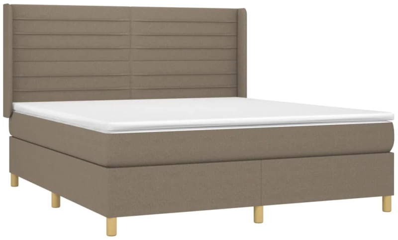 vidaXL Κρεβάτι Boxspring με Στρώμα & LED Taupe 160x200 εκ. Υφασμάτινο