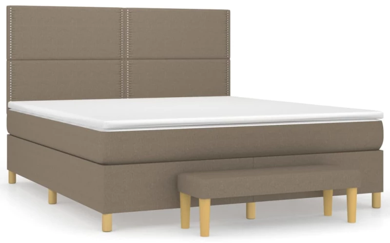 vidaXL Κρεβάτι Boxspring με Στρώμα Taupe 180x200 εκ. Υφασμάτινο