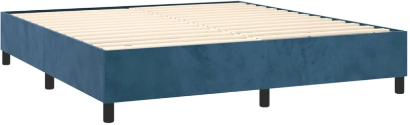 vidaXL Κρεβάτι Boxspring με Στρώμα & LED Σκ. Μπλε 160x200εκ. Βελούδινο