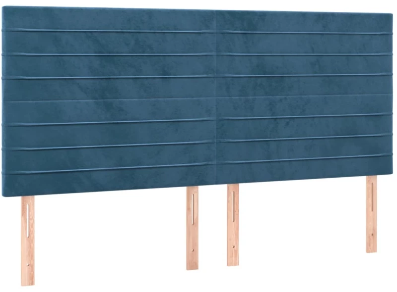 vidaXL Κρεβάτι Boxspring με Στρώμα & LED Σκ. Μπλε 160x200εκ. Βελούδινο