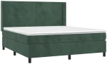 vidaXL Κρεβάτι Boxspring με Στρώμα & LED Σκ. Πράσινο 180x200εκ Βελούδο