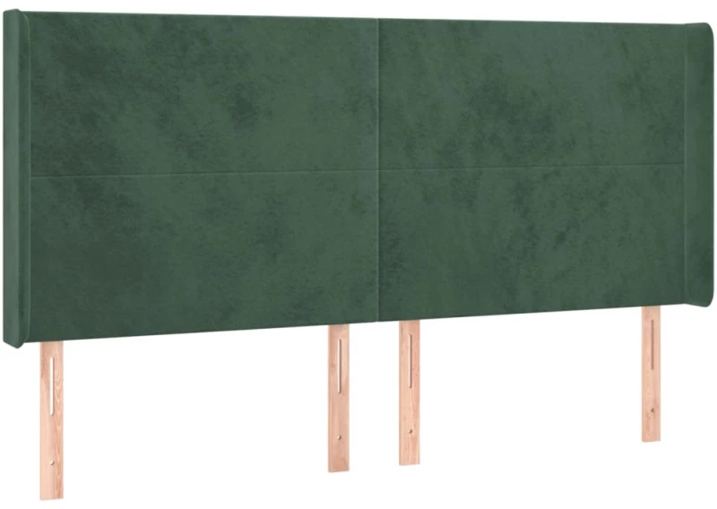 vidaXL Κρεβάτι Boxspring με Στρώμα & LED Σκ. Πράσινο 180x200εκ Βελούδο