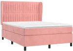 vidaXL Κρεβάτι Boxspring με Στρώμα Ροζ 140x190 εκ. Βελούδινο