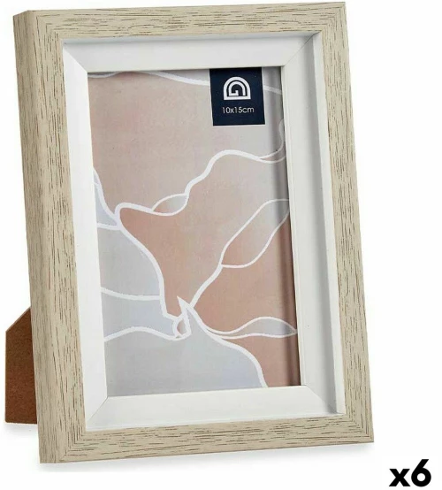 Κορνίζα 13,5 x 18,8 x 2 cm Κρυστάλλινο Μπεζ Λευκό Πλαστική ύλη (x6)