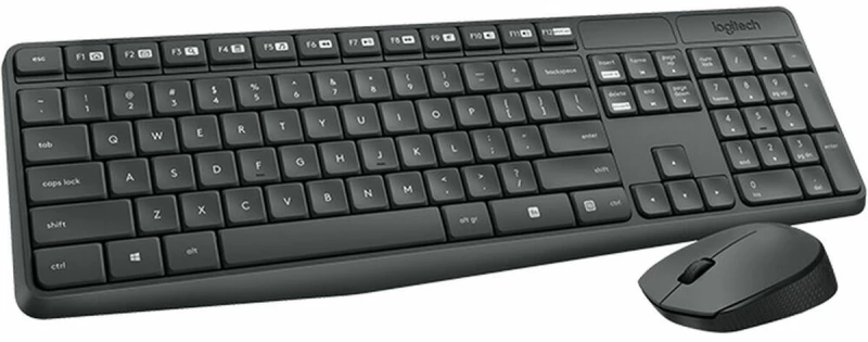 Ασύρματο Πληκτρολόγιο και Ποντίκι Logitech MK235 Wireless Keyboard and Mouse Combo Μαύρο Γκρι