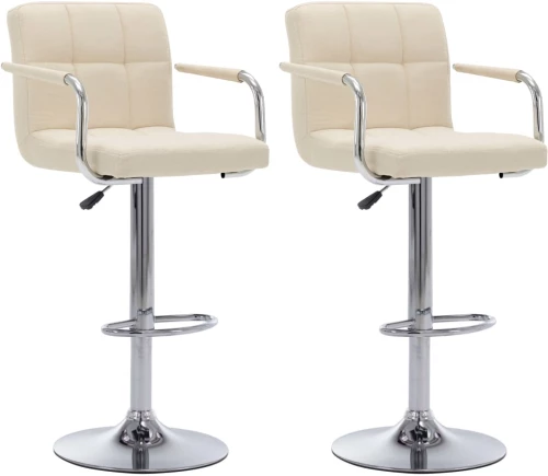 vidaXL Καρέκλες Μπαρ 2 τεμ. Κρεμ Υφασμάτινες