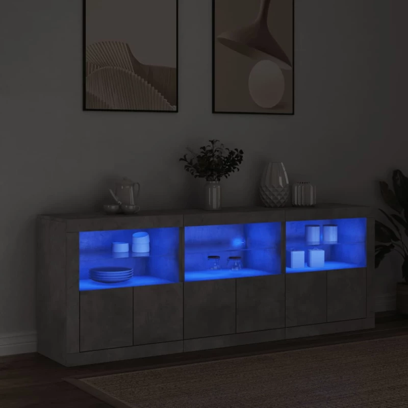 vidaXL Ντουλάπι με LED Γκρι Σκυροδέματος 181,5x37x67 εκ.