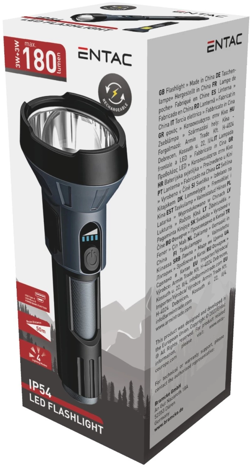 Entac Flashlight Rechargeable with Power Bank