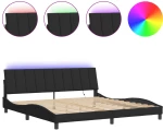 vidaXL Πλαίσιο Κρεβατιού με LED Μαύρο 200 x 200 εκ. Βελούδινο