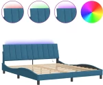 vidaXL Πλαίσιο Κρεβατιού με LED Μπλε 180x200 εκ. Βελούδινο