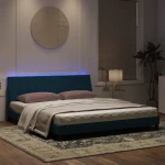 vidaXL Πλαίσιο Κρεβατιού με LED Μπλε 180x200 εκ. Βελούδινο