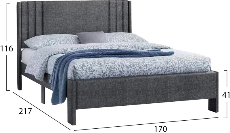 ΚΡΕΒΑΤΙ ΔΙΠΛΟ CREDENCE HM685.01 ΓΚΡΙ ΥΦΑΣΜΑ ΓΙΑ ΣΤΡΩΜΑ 160Χ200εκ.