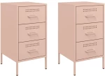 vidaXL Κομοδίνα 2 τεμ. Ροζ 36x39x68 εκ. από Χάλυβα
