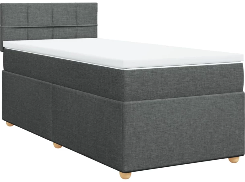 vidaXL Κρεβάτι Boxspring με Στρώμα Σκούρο Γκρι 90x190 εκ. Υφασμάτινο