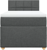 vidaXL Κρεβάτι Boxspring με Στρώμα Σκούρο Γκρι 90x190 εκ. Υφασμάτινο
