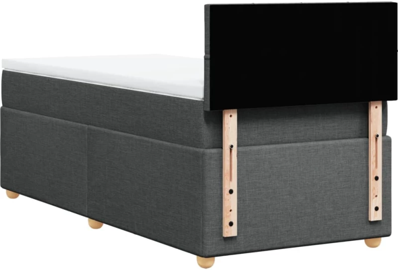 vidaXL Κρεβάτι Boxspring με Στρώμα Σκούρο Γκρι 90x190 εκ. Υφασμάτινο