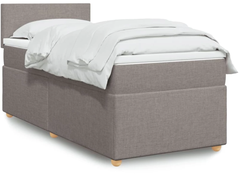 vidaXL Κρεβάτι Boxspring με Στρώμα Taupe 100 x 200 εκ. Υφασμάτινο
