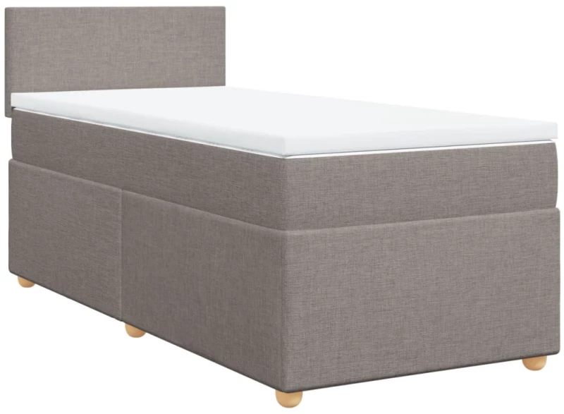 vidaXL Κρεβάτι Boxspring με Στρώμα Taupe 100 x 200 εκ. Υφασμάτινο