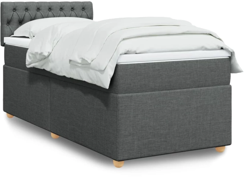 vidaXL Κρεβάτι Boxspring με Στρώμα Σκούρο Γκρι 80x200 εκ. Υφασμάτινο