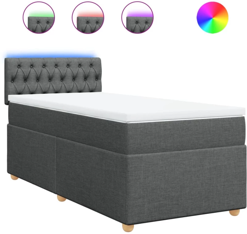 vidaXL Κρεβάτι Boxspring με Στρώμα Σκούρο Γκρι 80x200 εκ. Υφασμάτινο
