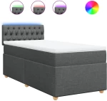vidaXL Κρεβάτι Boxspring με Στρώμα Σκούρο Γκρι 80x200 εκ. Υφασμάτινο
