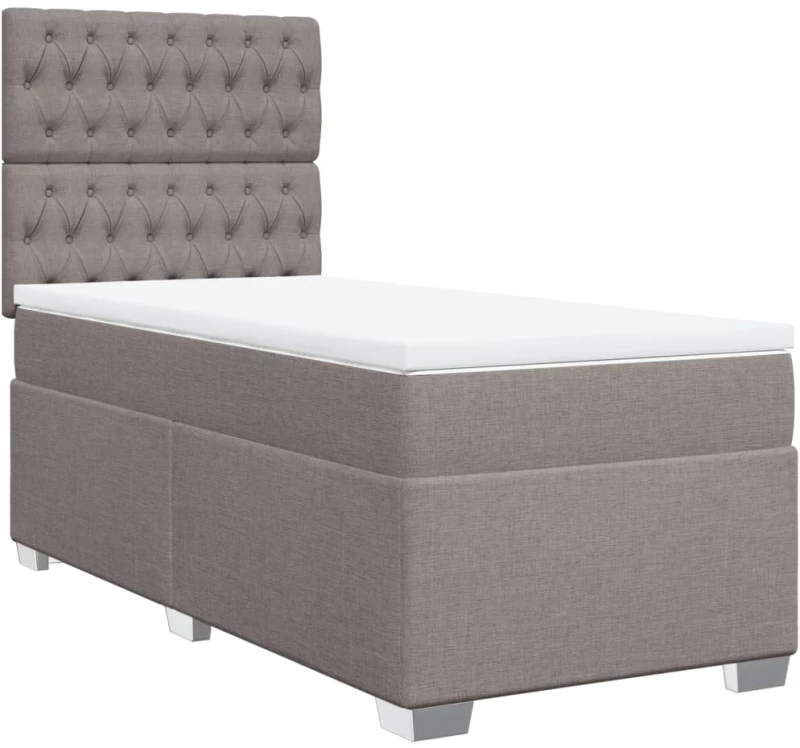 vidaXL Κρεβάτι Boxspring με Στρώμα Taupe 90x200 εκ. Υφασμάτινο