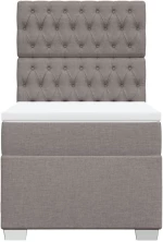 vidaXL Κρεβάτι Boxspring με Στρώμα Taupe 90x200 εκ. Υφασμάτινο