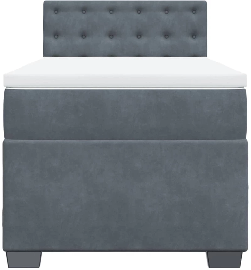 vidaXL Κρεβάτι Boxspring με Στρώμα Σκούρο Γκρι 100x200 εκ. Βελούδινο