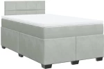 vidaXL Κρεβάτι Boxspring με Στρώμα Ανοιχτό Γκρι 120x190 εκ. Βελούδινο