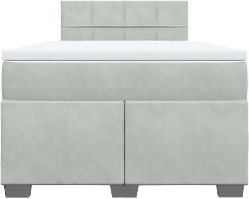 vidaXL Κρεβάτι Boxspring με Στρώμα Ανοιχτό Γκρι 120x190 εκ. Βελούδινο